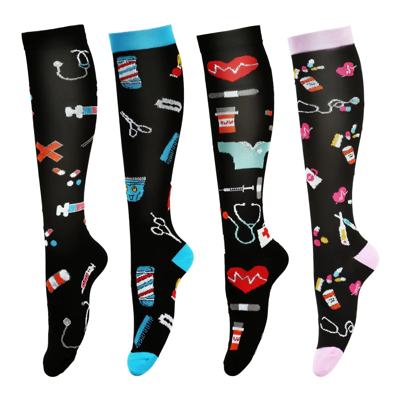 LEOSTEP Compression Socks for Women & Men Circulation Long Stockings Support for Nurses Pregnant Hiking Riding Running My Store