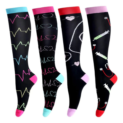 LEOSTEP Compression Socks for Women & Men Circulation Long Stockings Support for Nurses Pregnant Hiking Riding Running My Store