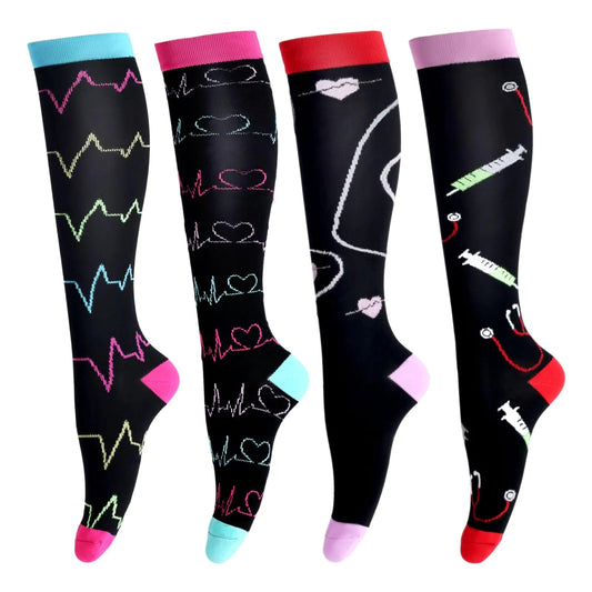 LEOSTEP Compression Socks for Women & Men Circulation Long Stockings Support for Nurses Pregnant Hiking Riding Running My Store