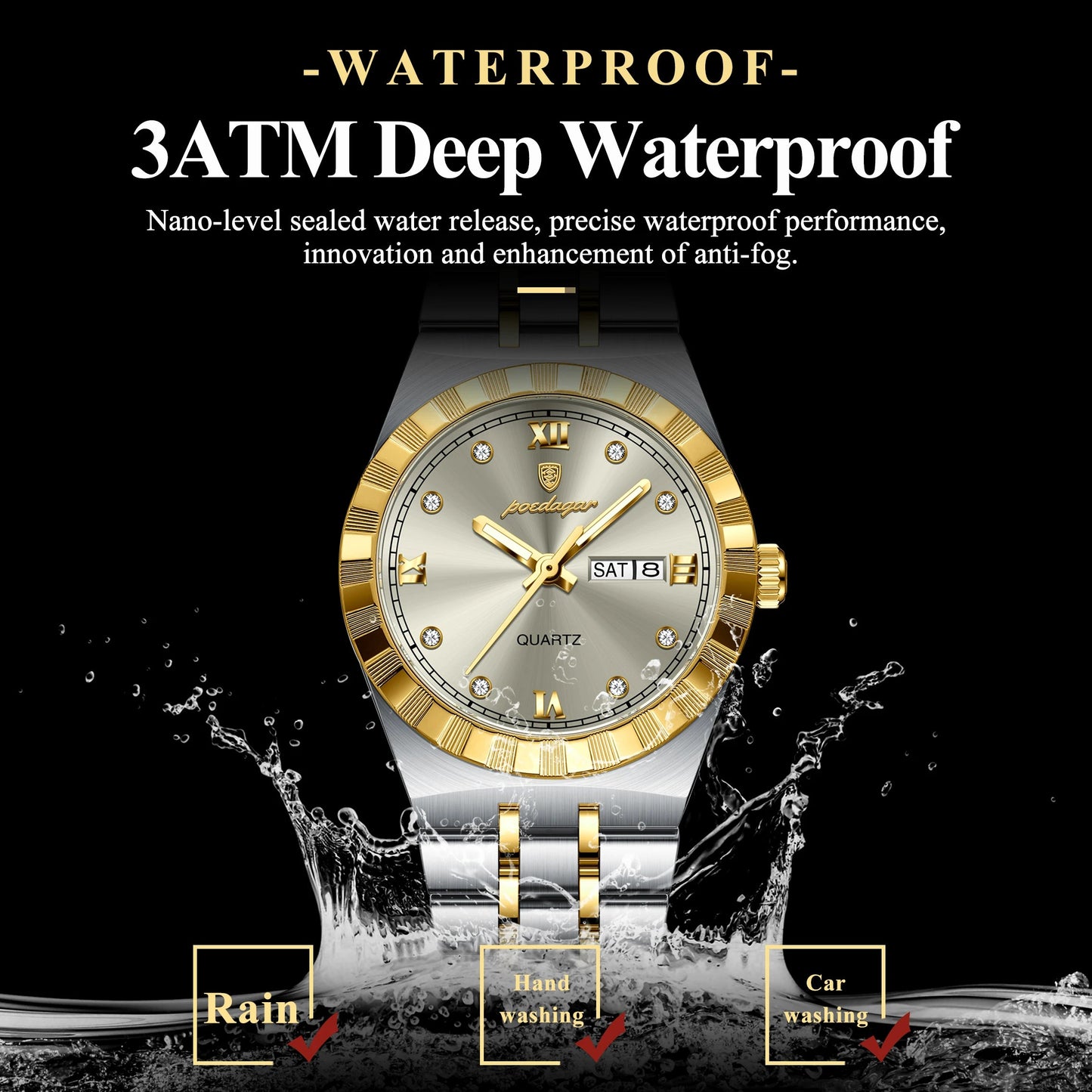 POEDAGAR Luxury Original Ladies Watch Luminous Waterproof Week Date Woman Wristwatch Stainless Steel Women Quartz Watches Female My Store