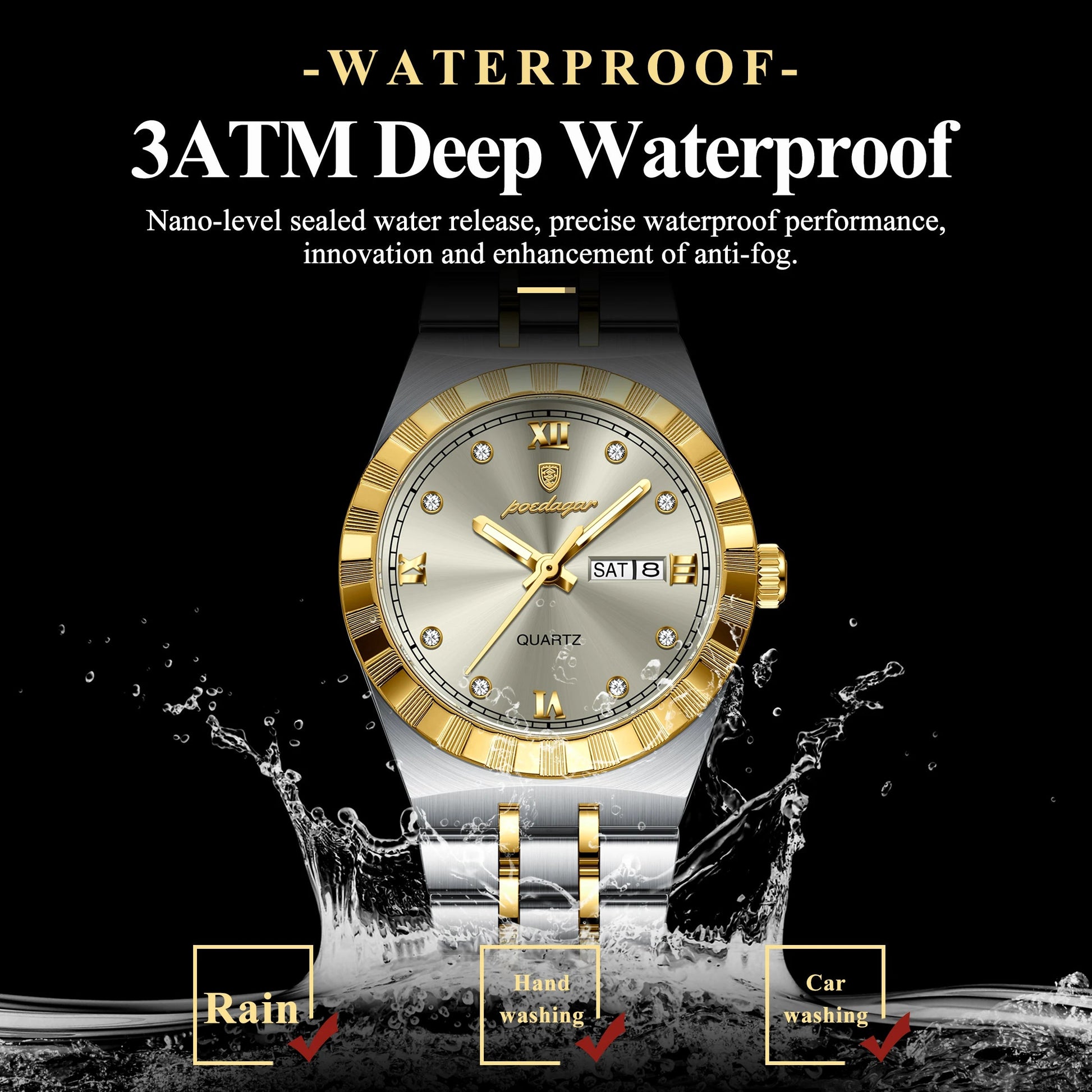 POEDAGAR Luxury Original Ladies Watch Luminous Waterproof Week Date Woman Wristwatch Stainless Steel Women Quartz Watches Female My Store