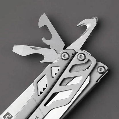 Close-up of Xiaomi Mijia multifunctional folding knife showcasing its versatile tools and sleek design.